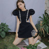 PREPOMP 2022 Summer New Arrival Short Puff Sleeve O Neck High Waist Hollow Out Mini Dress Women GD420