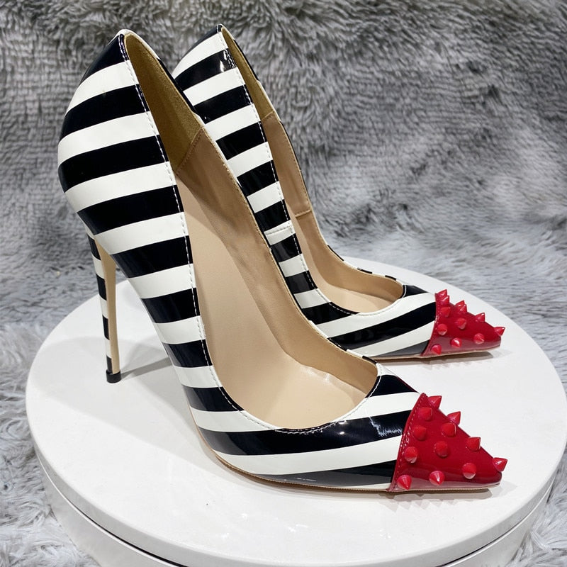 Tikicup Red Spikes Pointy Toe Party Shoes