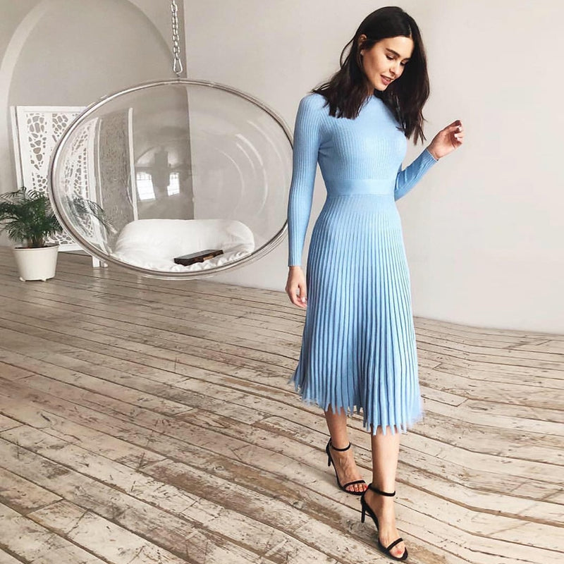 Future Time Women Knitted Long Dress Autumn Winter Slim Sleeve Ladies Dresses Elegant Party Female Sweater Bodycon Dress F792