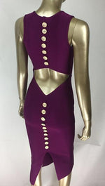 Free Shipping Top Quality Sexy V Neck Button Split Black Purple Bandage Dress 2023 Knitted Elastic Elegant Evening Party Dress