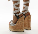 Solid White Platform Wedges Sandals