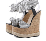 Solid White Platform Wedges Sandals