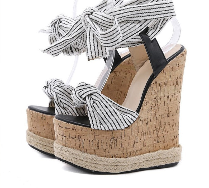 Solid White Platform Wedges Sandals