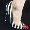 Tikicup Red Spikes Poinry Toe Women Striped Print High Heel Party Shoes Sexy Ladies Slip On Designer Stiletto Pumps Customize