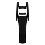 VC Summer Beach Dress Sets Women Slim Corset Cropped Top And Long Skirts Two Piece Set White Classy Outfits