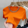 Summer French Style Chic Chain Neck Tees