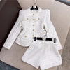 High Quality 2022 Autumn New Tweed 2 Two-Piece Set Sexy O-Neck Long Sleeve Single Breasted Jacket And Pants Club Party Set