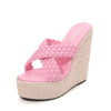 Women&#39;s Large 34-43 Wedge Heel Slippers Design Fashion Daily 15CM Textile Slippers