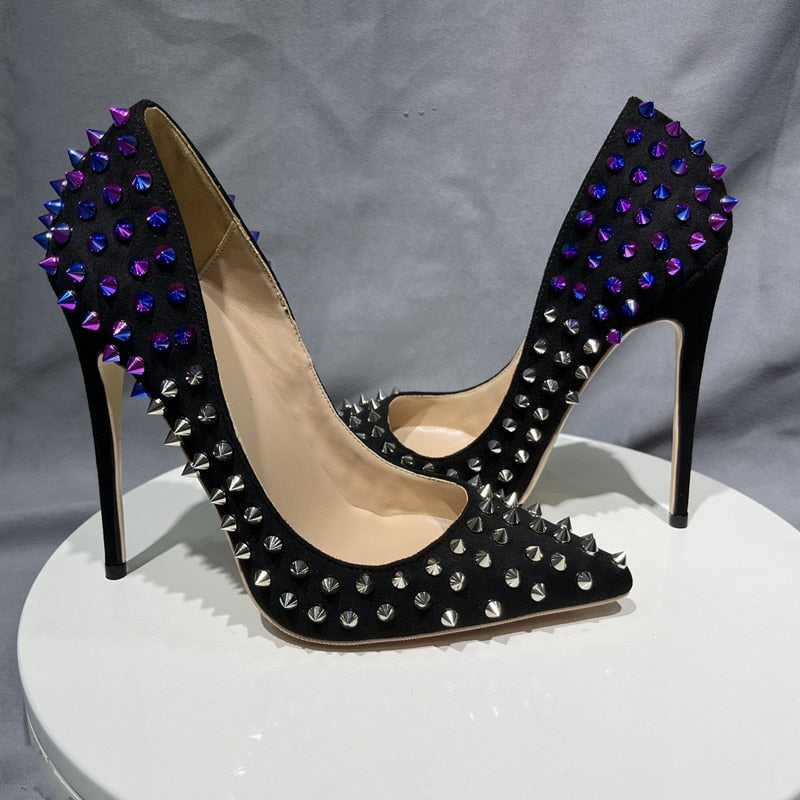 Black Rivet Pointed Toes