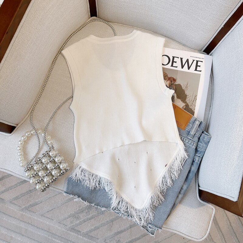 Stylish Chic Sleeveless O-neck Knitwear