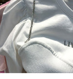 Tops Round Neck Puff Sleeve Chain Decoration T-shirts