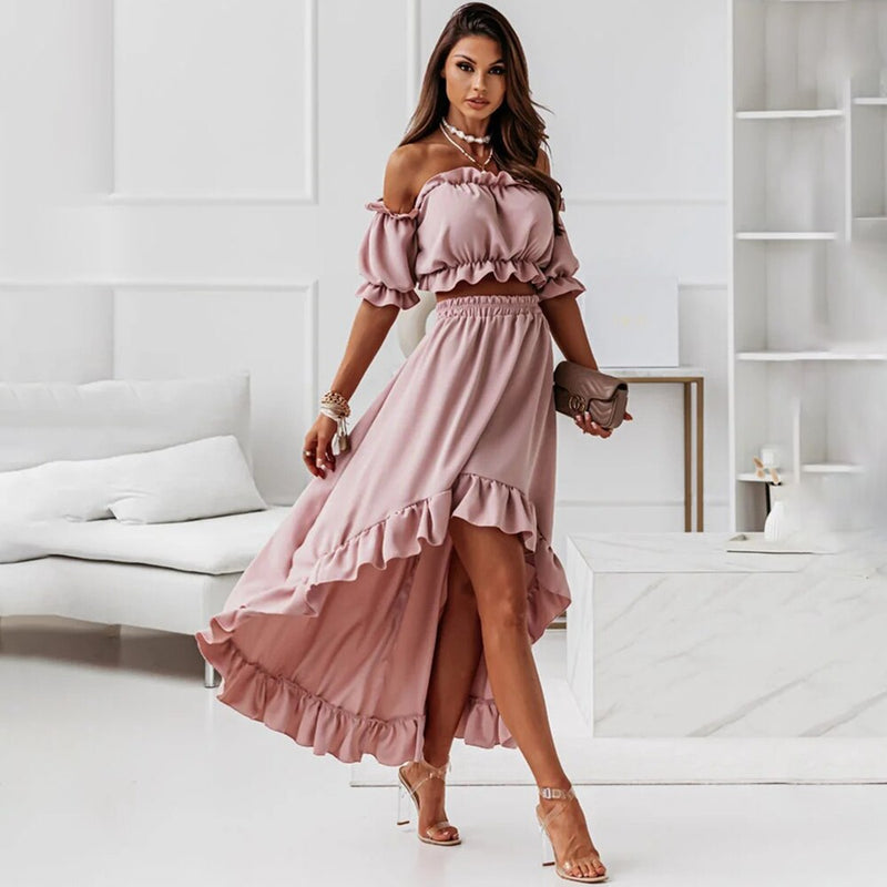 Floral Print Elegant Sexy Off Should Two Pieces