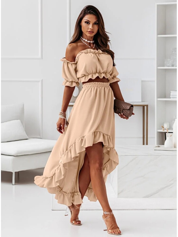 Floral Print Elegant Sexy Off Should Two Pieces