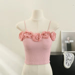 3D Flowers Padded Sleeveless Shirt