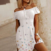 Casual Mini Dress Off Shoulder Button Design