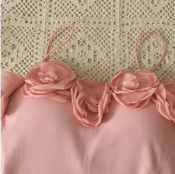 3D Flowers Padded Sleeveless Shirt
