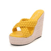 Women&#39;s Large 34-43 Wedge Heel Slippers Design Fashion Daily 15CM Textile Slippers