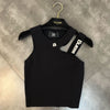 PREPOMP 2022 Summer New Arrival Sleeveless Single Shoulder Hollow Out Diamonds Letters Slim Knitted Tank Top Woomen Vest GE319