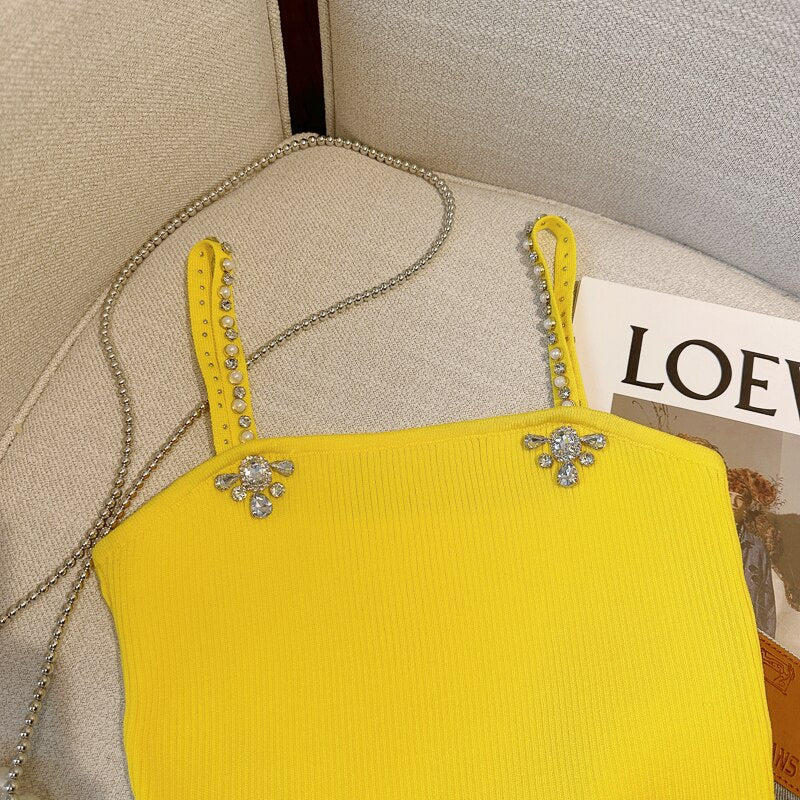 Diamonds Beaded Slim Knit Vests
