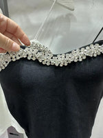 Summer Basic Crop Top Women Patched Fake Diamonds Padded Soft Velour Tanks Sleeveless Tee Top Camisole With Bra