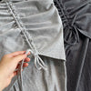 Women Elastic Waist Pencil Skirt Girls Sexy Solid Slim Irregular Draw String Stretchy Cotton Skirts