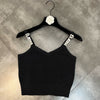 PREPOMP 2022 Summer New Arrival Sleeveless Diamonds Letters Strapl V Neck Slim Knitted Vest Women Tank Top GE733