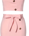 Button Decor Top & Split Skirt Set