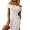 Casual Mini Dress Off Shoulder Button Design