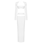 VC Summer Beach Dress Sets Women Slim Corset Cropped Top And Long Skirts Two Piece Set White Classy Outfits