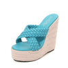 Women&#39;s Large 34-43 Wedge Heel Slippers Design Fashion Daily 15CM Textile Slippers