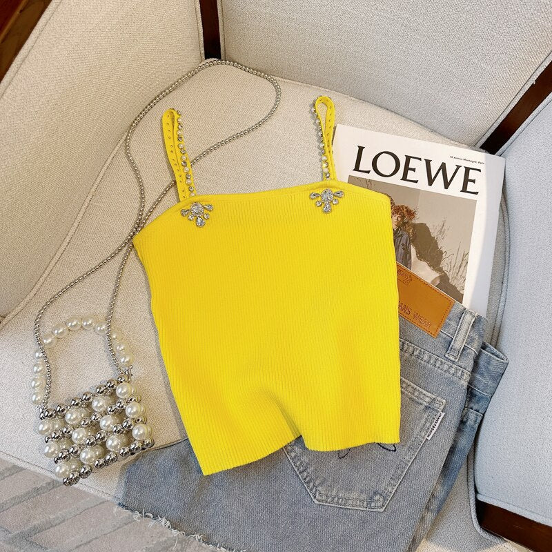 Diamonds Beaded Slim Knit Vests