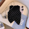 Diamonds Argyle Slim Knit Sweater Vest Women&#39;s Crop Tops 2023 Summer Sleeveless O-neck Knitwear Stylish Fashion Sexy Pullovers