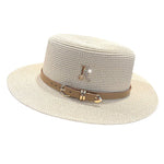 2023 New Metal R Letter Buckle Straw Hat Leisure Summer Sunscreen Hat Women&#39;s Fashionable Beach Hat Vintage Hat Church Hats