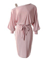 Women Party Evening Mini Dress Long Sleeve Sexy Chain Strap Cold Shoulder Belted Bodycon Dress Casual Fashion Solid Color
