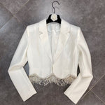 High Quality Autumn 2023 Women&#39;S Diamond Tassel 2 Two-Piece Set Sexy Short Coat + Spaghetti Strap Dress Elegant Party Set