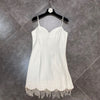High Quality Autumn 2023 Women&#39;S Diamond Tassel 2 Two-Piece Set Sexy Short Coat + Spaghetti Strap Dress Elegant Party Set