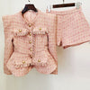 High Quality 2022 Autumn New Tweed 2 Two-Piece Set Sexy O-Neck Long Sleeve Single Breasted Jacket And Pants Club Party Set