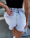 Summer Rhinestone Denim High Waist Shorts