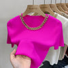 Summer French Style Chic Chain Neck Tees