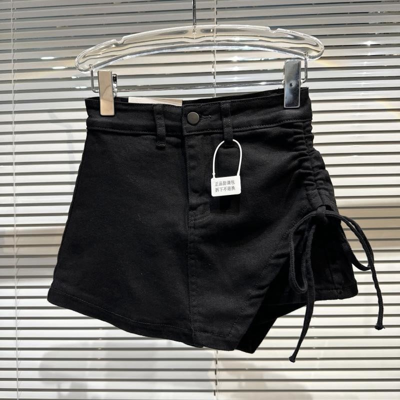 PREPOMP 2023 Spring New Arrival Bandage Drawstring Denim Shorts Skirt Women GH192