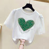 Casual O-Neck Heart-Shaped Diamond Elegant Tops