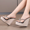 Women&#39;s Sexy Slippers Fashion High Heels 15CM Slippers Slope Heels Rhinestones wedges plus size