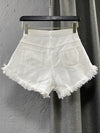 White High Waist Denim Shorts Women'S Tassel Raw Edge Loose Wide-Leg Hot Pants 2022 Summer Fashion Korean Women'S Clothing