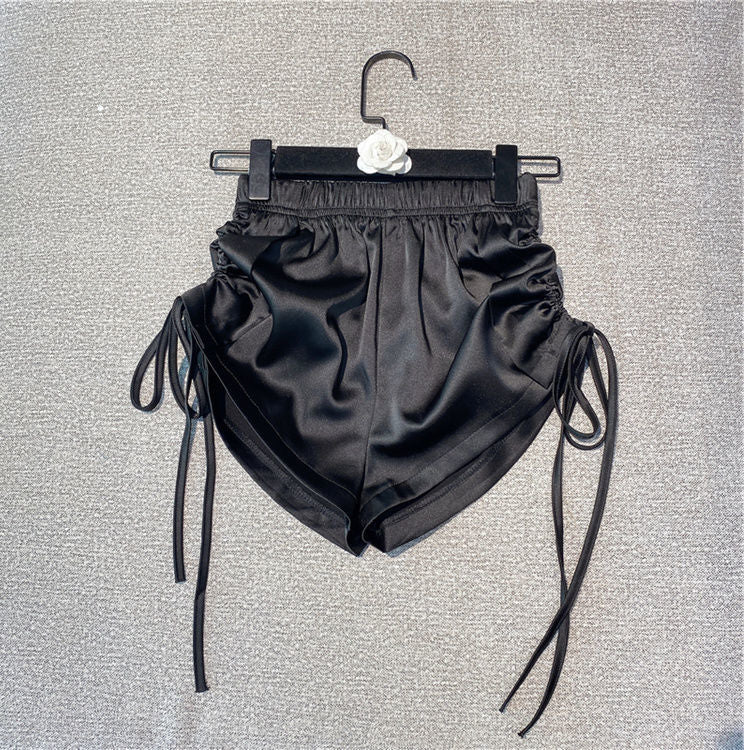 Sexy Summer Hot Thin High Waist Drawstring White Shorts Casual Black Pink Wild Pantalones Cortos De Mujer Sweat Shorts