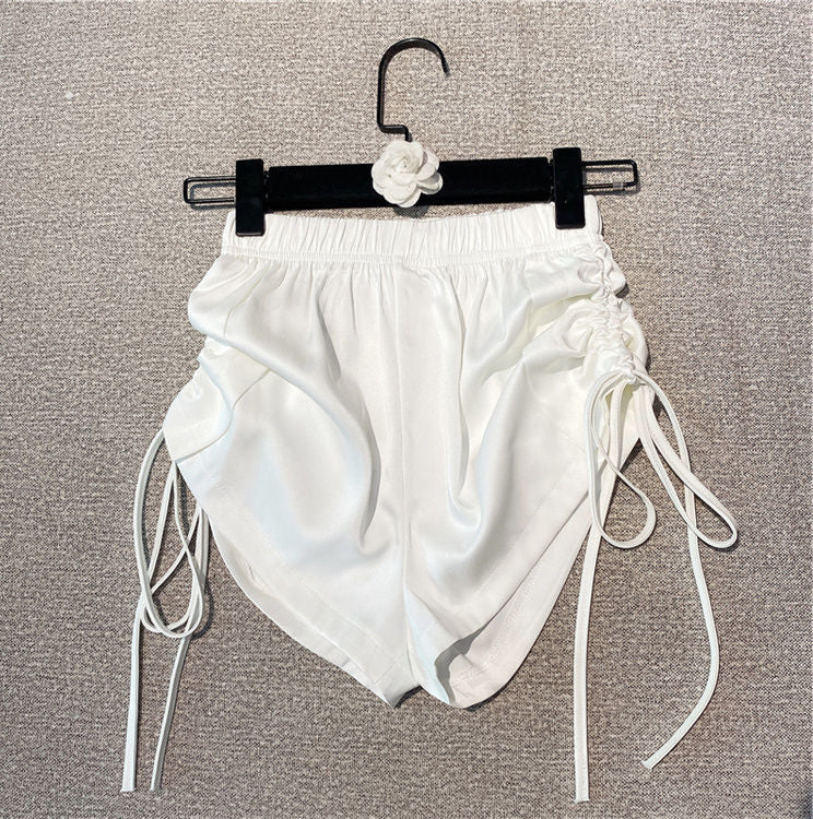 Sexy Summer Hot Thin High Waist Drawstring White Shorts Casual Black Pink Wild Pantalones Cortos De Mujer Sweat Shorts