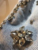 Denim Shorts New High Waist Diamonds Pentagram