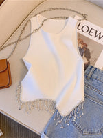 Sexy Sleeveless Diamond Tops