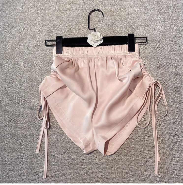 Sexy Summer Hot Thin High Waist Drawstring White Shorts Casual Black Pink Wild Pantalones Cortos De Mujer Sweat Shorts