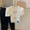 Summer Simple O-Neck Elegant Solid Bubble Sleeve Short T-Shirts