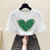 Casual O-Neck Heart-Shaped Diamond Elegant Tops